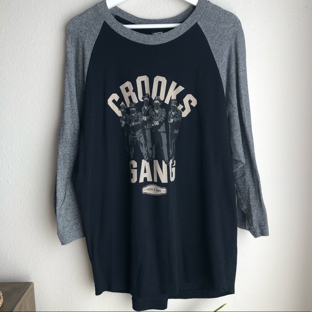 CROOKS AND CASTLES GANG Baseball Raglan Large